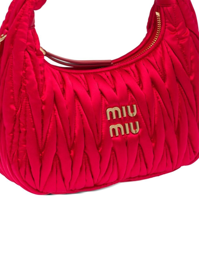 Shop Miu Miu Mini Wander Matelassé Satin Bag