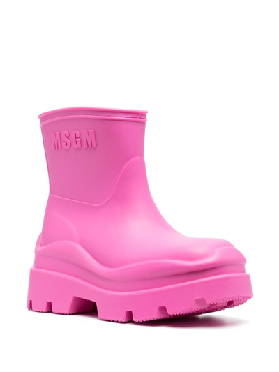 Shop Msgm Rain Boots In Fuchsia