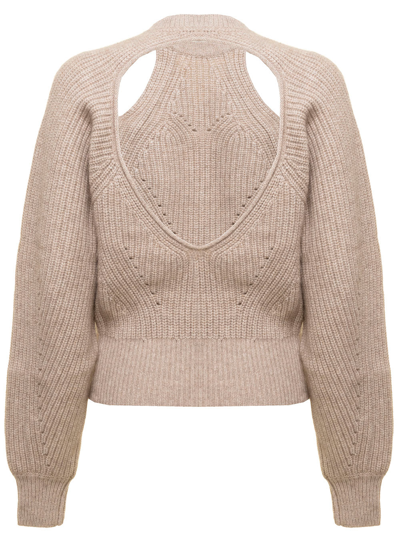 Shop Isabel Marant 'palma' Cut-out Beige Jumper In Wool And Cashmere Woman