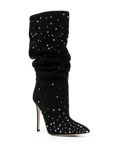 Shop Paris Texas Holly Slouchy Crystals Heel Boots In Black