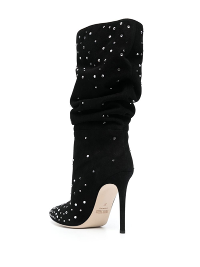 Shop Paris Texas Holly Slouchy Crystals Heel Boots In Black