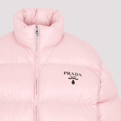 Shop Prada Technical Fabric Down Coat Wintercoat In Nude &amp; Neutrals