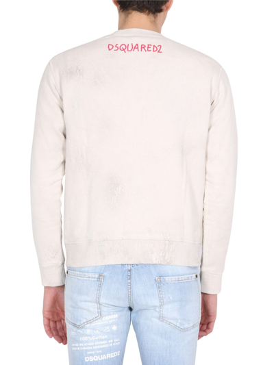 Shop Dsquared2 Printed Sweatshirt In White