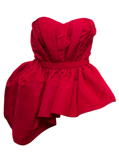 Shop Alexander Mcqueen Red Polyfaille Bustier Top With Volant  Woman