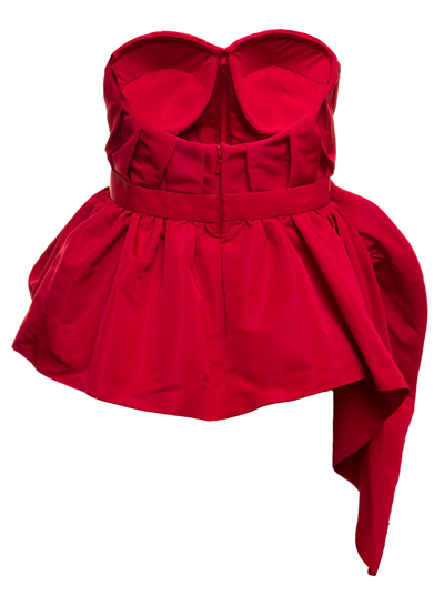 Shop Alexander Mcqueen Red Polyfaille Bustier Top With Volant  Woman