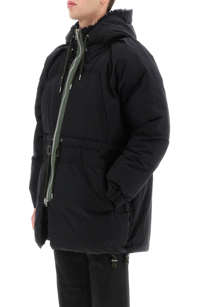 Shop Sacai Hooded Padded Parka In Black
