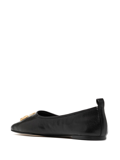 Shop Tory Burch Eleanor Leather Ballet Flats In Black