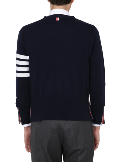 Shop Thom Browne V-neck Cardigan In Blue