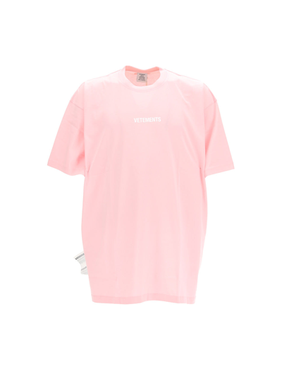 Shop Vetements T-shirts & Vests In Baby Pink / White