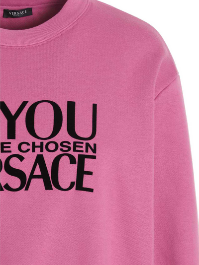 Shop Versace I Love You Hoodie In Fuchsia