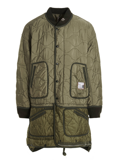 Shop Miharayasuhiro Quilted Long Jacket In Green