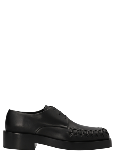 Shop Jil Sander Weaved Leather Lace Up Shoes In Black