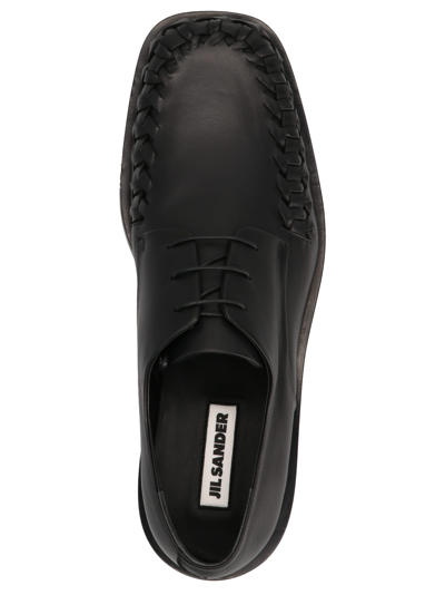 Shop Jil Sander Weaved Leather Lace Up Shoes In Black