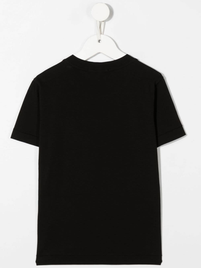 Shop Stone Island Junior Kids Black T-shirt With Logo Patch In Nero