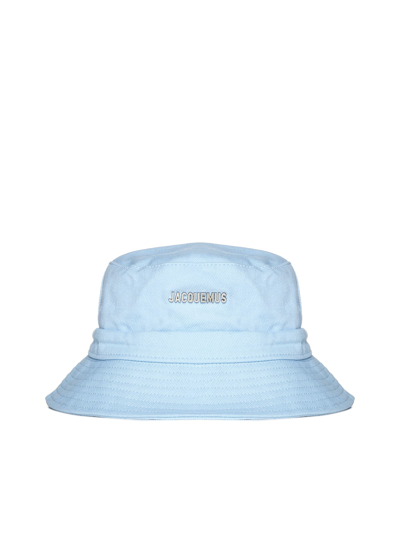 Jacquemus Le Bob Gadjo Cotton Logo Bucket Hat In Blue