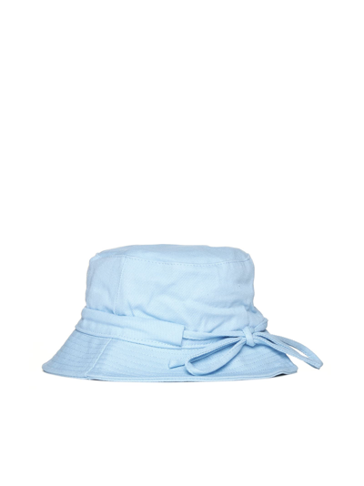 Jacquemus Le Bob Gadjo Cotton Logo Bucket Hat In Blue