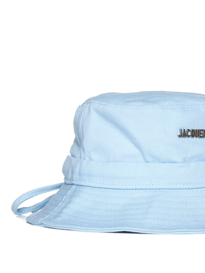 Jacquemus Le Bob Gadjo Cotton Logo Bucket Hat In Blue