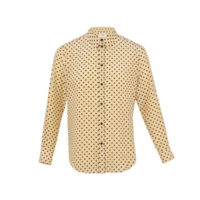 Shop Celine Polka Dot Silk Shirt In Yellow