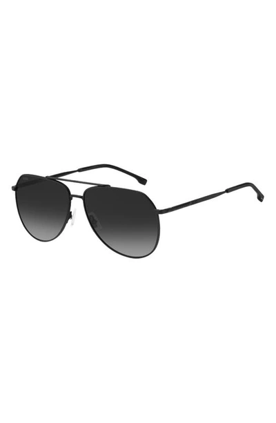 Shop Hugo Boss 61mm Aviator Sunglasses In Matte Black / Grey