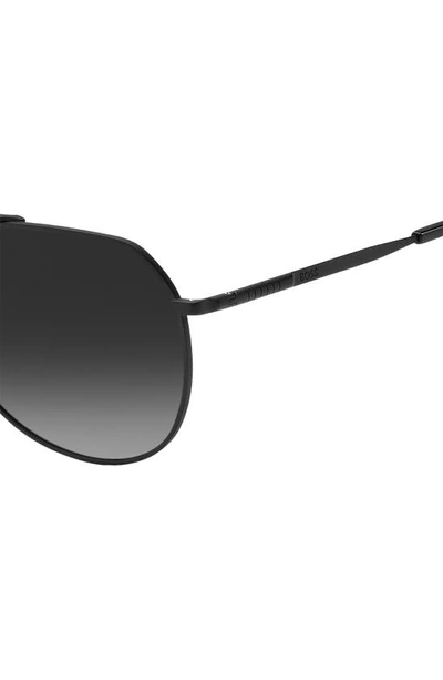 Shop Hugo Boss 61mm Aviator Sunglasses In Matte Black / Grey