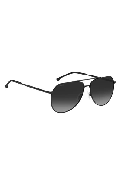 Shop Hugo Boss 61mm Aviator Sunglasses In Matte Black / Grey