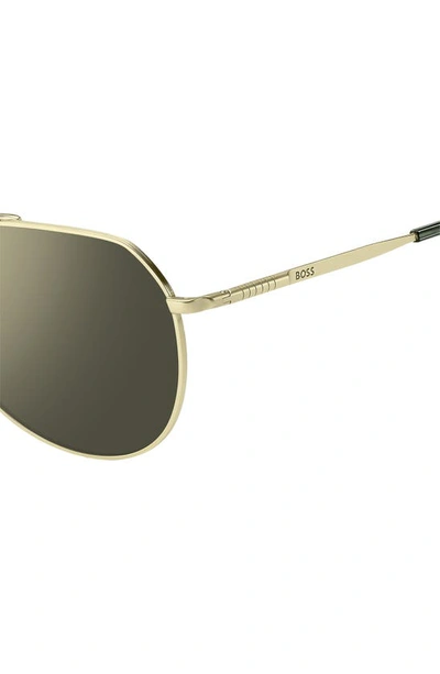 Shop Hugo Boss 61mm Aviator Sunglasses In Gold / Gold Anti Reflect