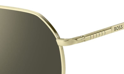 Shop Hugo Boss 61mm Aviator Sunglasses In Gold / Gold Anti Reflect
