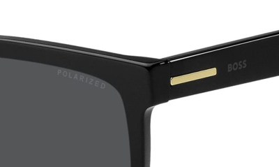 Shop Hugo Boss 59mm Polarized Rectangular Sunglasses In Black / Gray Polarized
