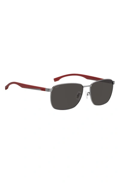 Shop Hugo Boss 62mm Aviator Sunglasses In Matte Ruthenium / Grey
