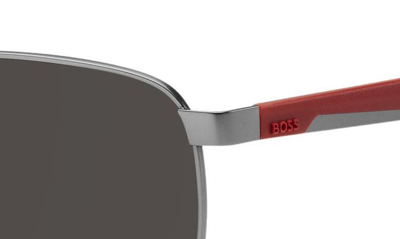 Shop Hugo Boss 62mm Aviator Sunglasses In Matte Ruthenium / Grey