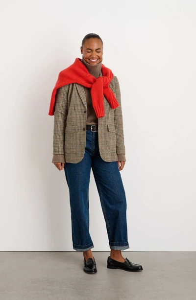 Shop Alex Mill Eleanor Houndstooth Check Wool Blazer In Brown Multi