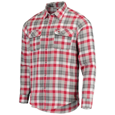 Shop Antigua Red/gray Kansas City Chiefs Ease Flannel Long Sleeve Button-up Shirt