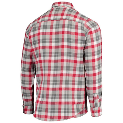 Shop Antigua Red/gray Kansas City Chiefs Ease Flannel Long Sleeve Button-up Shirt