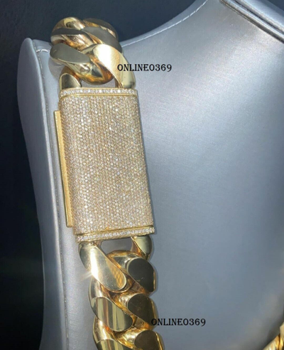 Pre-owned Online0369 Men's Custom 22 Mm Thick Classic 2 Ct Round Cz Lock Cuban Link Chain Necklace In White