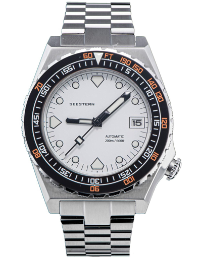 Pre-owned Seestern V3 S407-600t.w Genuine Ceramic Bezel 200m Diver's Sport Watch White
