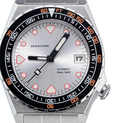 Pre-owned Seestern V3 S407-600t.s Genuine Ceramic Bezel 200m Diver's Sport Watch Silver