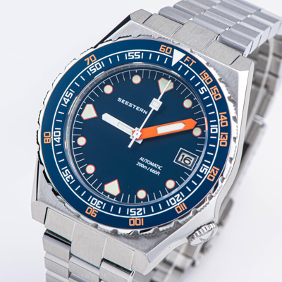 Pre-owned Seestern V3 S407-600t.e Genuine Ceramic Bezel 200m Diver's Sport Watch Deep Blue