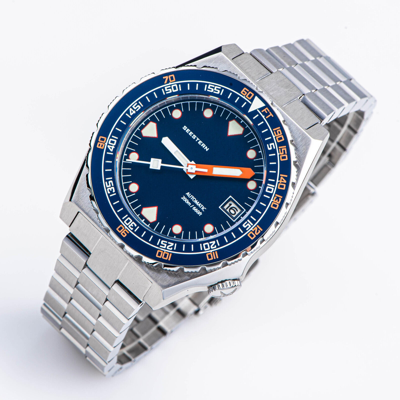 Pre-owned Seestern V3 S407-600t.e Genuine Ceramic Bezel 200m Diver's Sport Watch Deep Blue