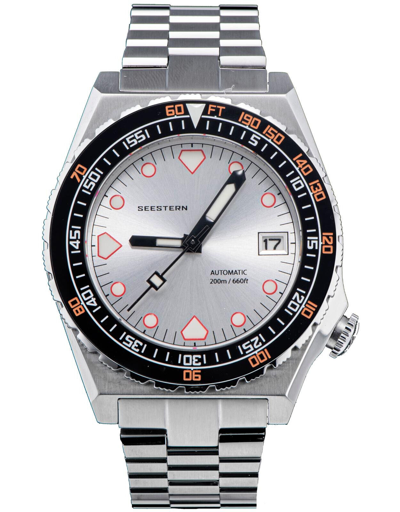 Pre-owned Seestern V3 S407-600t.s Genuine Ceramic Bezel 200m Diver's Sport Watch Silver