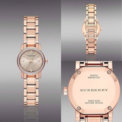 Pre-owned Burberry The City Bu9225 Rose Check Stamped Dial Lady's Watch Genuine