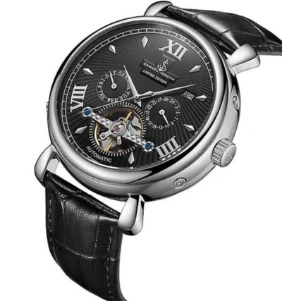 Pre-owned Samuel Joseph Limited Edition Steel & Black Automatic Designer Skele Mens Watch