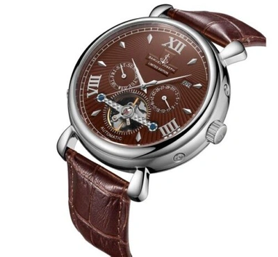 Pre-owned Samuel Joseph Limited Edition Mocha & Silver Automatic Skeleton Men's Watch
