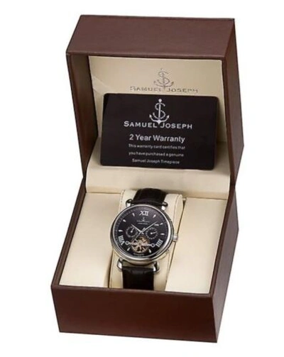 Pre-owned Samuel Joseph Limited Edition Steel & Black Automatic Designer Skele Mens Watch