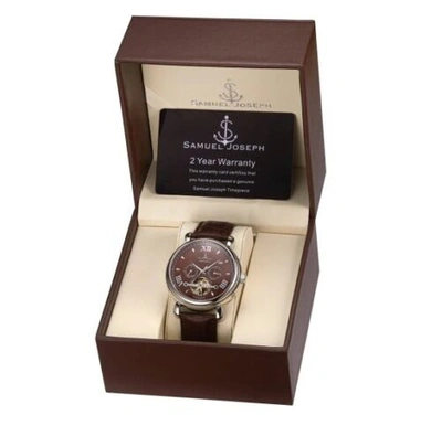 Pre-owned Samuel Joseph Limited Edition Mocha & Silver Automatic Skeleton Men's Watch