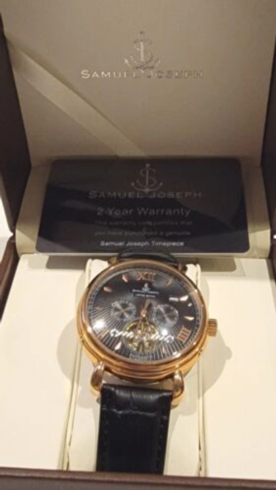 Pre-owned Samuel Joseph Limited Edition Rose & Black Automatic Designer Mens Watch