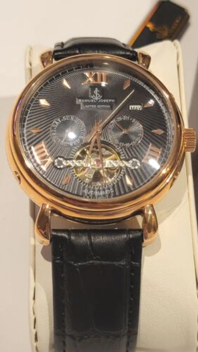 Pre-owned Samuel Joseph Limited Edition Rose & Black Automatic Designer Mens Watch
