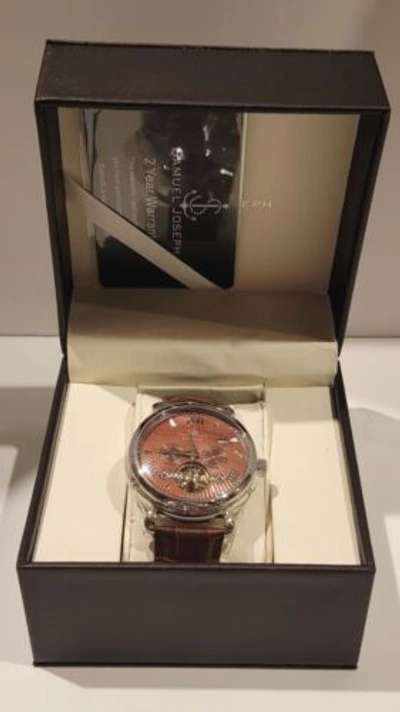 Pre-owned Samuel Joseph Limited Edition Mocha & Silver Automatic Skeleton Men's Watch