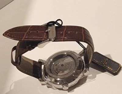 Pre-owned Samuel Joseph Limited Edition Mocha & Silver Automatic Skeleton Men's Watch