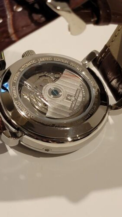 Pre-owned Samuel Joseph Limited Edition Mocha & Silver Automatic Skeleton Men's Watch