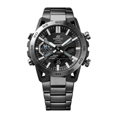 Pre-owned Casio Edifice Ecb-2000dc-1a Solar-powered Gray Stainless Steel Band Men Watch